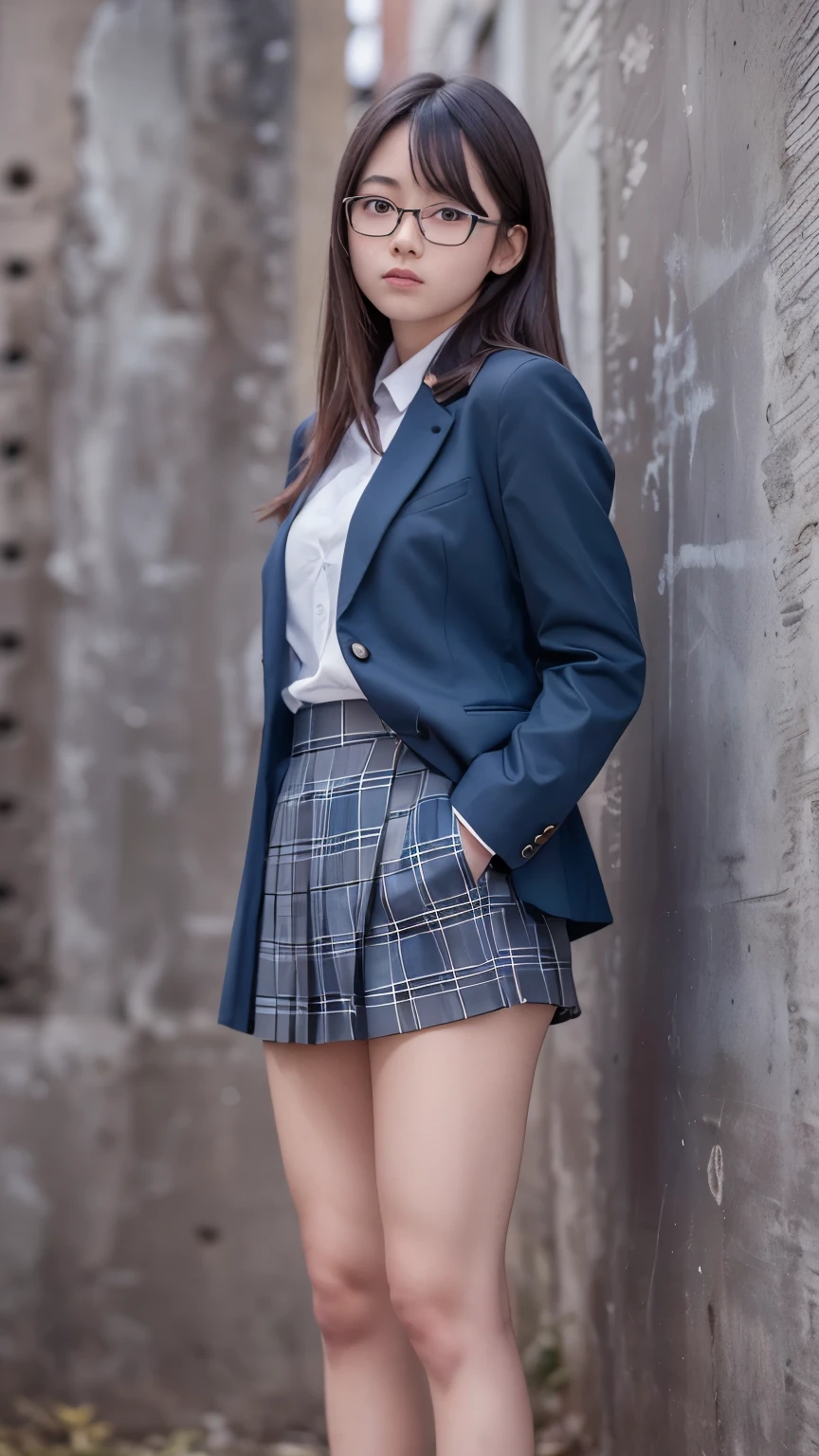 8K, Ultra-high resolution, Highest quality, masterpiece, Rule of thirds photograph,surreal, photograph, 1 Girl, (16 years old:1.3), pretty girl, Cute face, Beautiful eyes in every detail, Detailed,masterpiece,, One Girl:1.2, Japan Female Announcer、Cowboy Shot,((very small head:1.3)),Center-parted bangs,amount,Black Hair,Short Bob,Long Hair,Iris,Gorgeous eyes,smile,((Toned body,Slender body,skinny)),(school uniform、Dark blue blazer jacket、Navy blue tie、Grey plaid pleated mini skirt,loafers),Glowing Skin,Shiny skin,Climbing the stairs,Fire escape in a building,Back view,Turn around and look at the audience,Beautiful leg line beauty,Captivating thighs,Full of sex appeal,sensuous,A carefree smile,Heal the heart,Ultra low angle、beauty,Long neck、Laugh a little、Please close your mouth and laugh、(((Ideal body type))),A cup small breasts :2,、Portraiture:2、Perfect Anatomy、Vividly detailed、detailed、surr and
1 boy eal、Light and shadow,Strong light