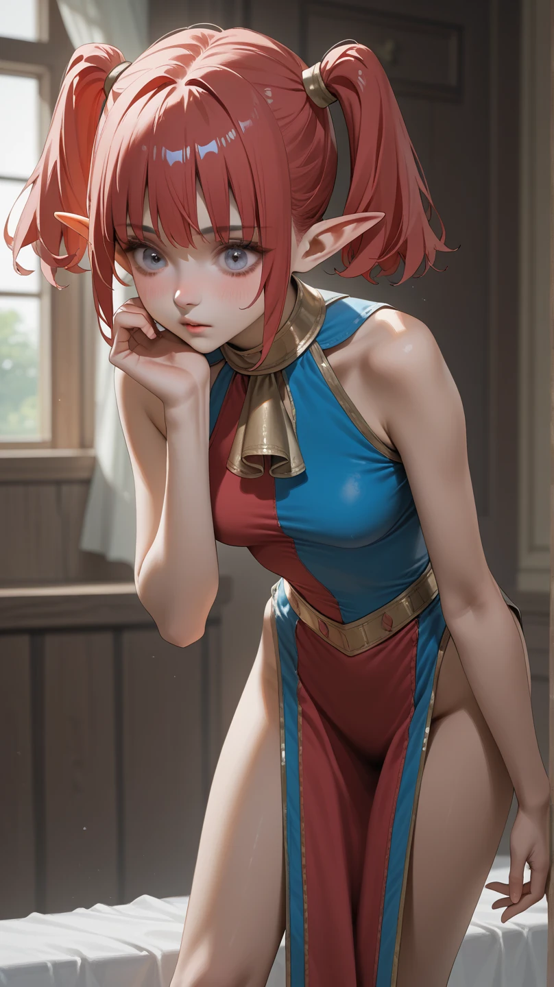paya, woman,1female,((20 years old female,adult)), (small breasts:1.5),(((white hair:1.4,messy white hair,short hair:1.4,colored inner hair))),((blue_eyes:1.3))),intricate eyes,beautiful detailed eyes,symmetrical eyes,((((lustrous skin:1.5,bright skin: 1.5,skin tanned,shiny skin,very shiny skin,shiny body,illuminated skin)))),(spider lower abdomen,narrow waist,wide hip,inflated legs,thick thighs,delicate detailed fingers),(((detailed face))), cute,slutty,sensual,seductive look,seductive,((erotic)),opulent,sumptuous,longingly,((nsfw)), (((red witch hat))), hat, toga, long sleeves, (((intricate outfit,intricate clothes,embroidered outfit,ornate outfit,embroidered clothes,ornate clothes))), (dynamic pose:1.0),embarrassed,(centered,scale to fit dimensions,Rule of thirds), inside,indoor,((room in a greek temple:1.3,columns of a greek temple:1.3)),scenery:1.25,((intricate scenery)),((winter decorations)), (Glossy winter ornaments),highres,sharp focus,(ultra detailed,extremely detailed),(photorealistic artwork:1.37),(extremely detailed CG unity 8k wallpaper),(((vibrant colors,vibrant theme))),(intricate),(masterpiece),(best quality),