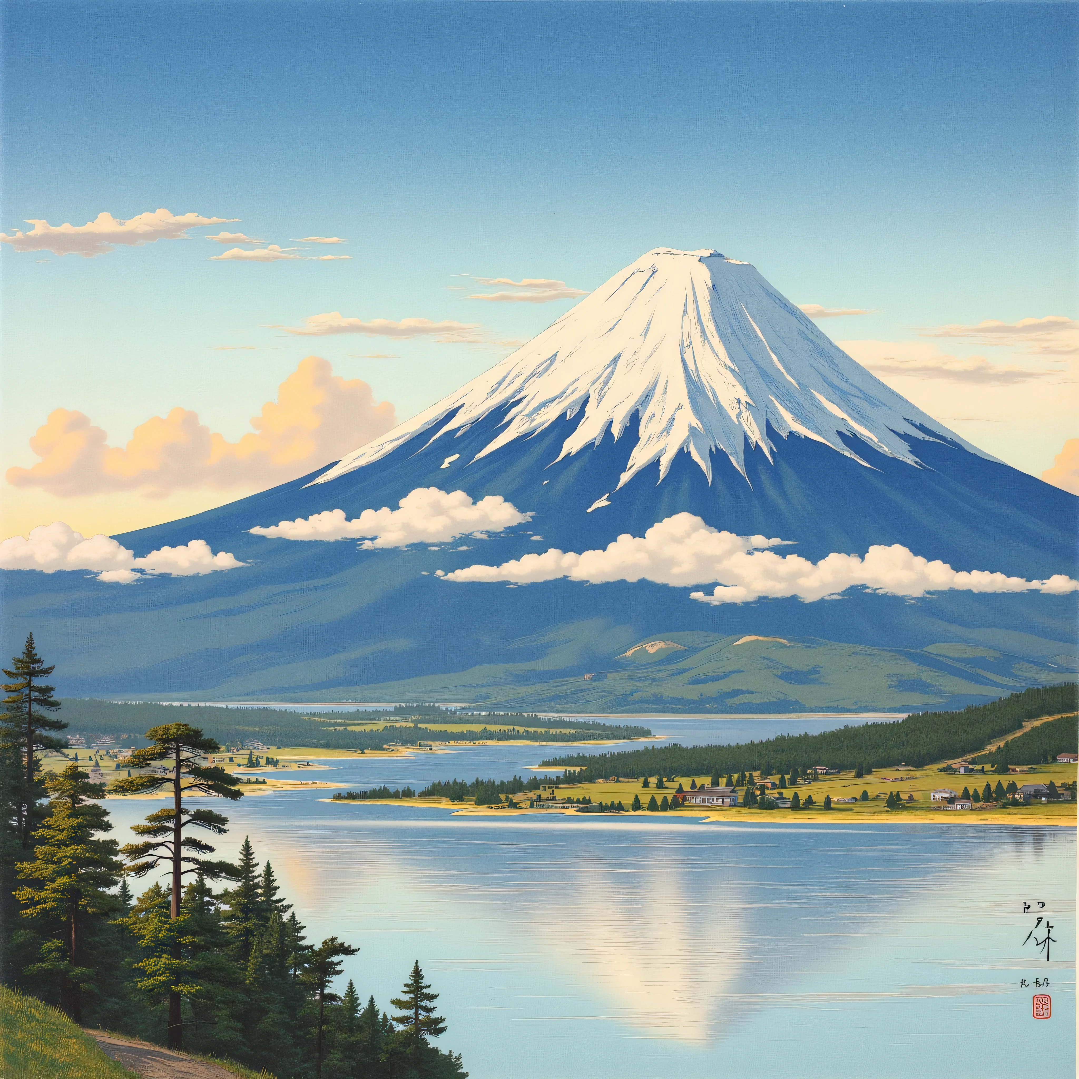  Japanese painting, Mount Fuji
