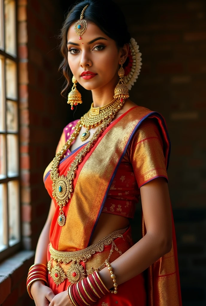 photo-realistic,studio-quality portrait of a fair south indian mythical ancient queen wearing luxurious and ornate clothing. intricate details opals and floral embellishments, diffused lighting,symmetrical depth of field,sharp focus,unreal engine