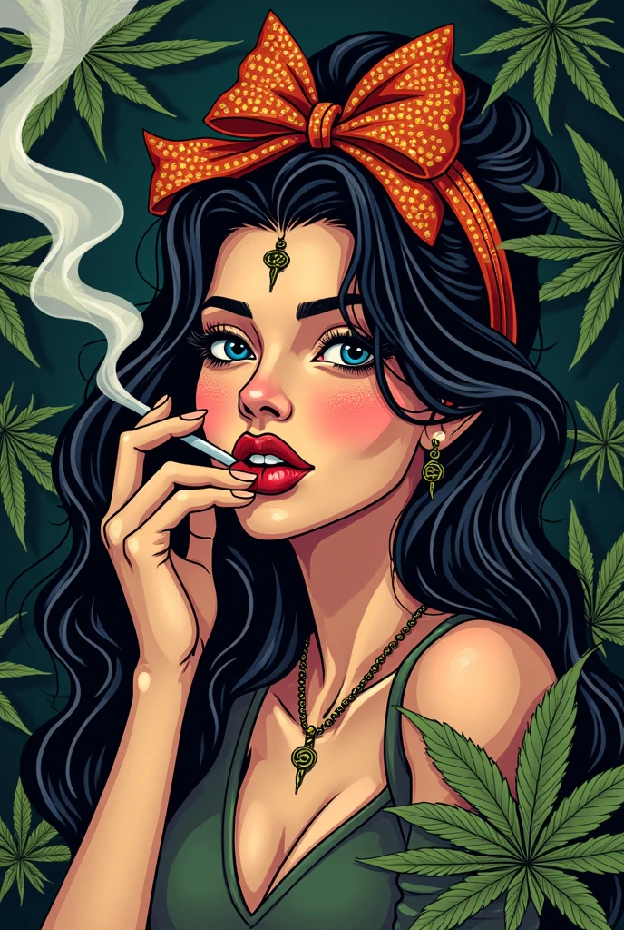 bearded woman hirsute smokes cannabis and is stoned