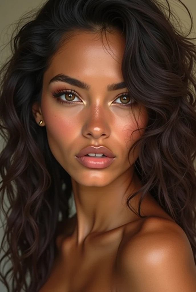 Face of a beautiful Brazilian woman with unique and striking features ...