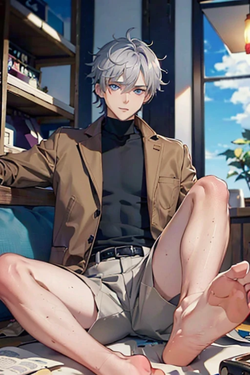 furry, male, anthro, (LynxTail), Solo, (Realistic eye details:1.2), (beautiful detailed eyes), anime characters, there is a drawing of a Lynx sitting on the edge of a pool, commission for high res, fullbody commission for, fursona furry art commission, furry art!!!, doing a hot majestic pose, oc commission, furry art, sfw version, commission, commission on furaffinity, commission for, sfw, boxer shorts, fursona commission, anthro art, anime style 4 k, inspired by Liam Wong, anime style. 8k, 4k anime wallpaper, anime art wallpaper 8 k, 2 d art, 2d art, badass anime 8 k, by Yuumei, anime art wallpaper 4k, full body like, slim body, in a panoramic view, good looking