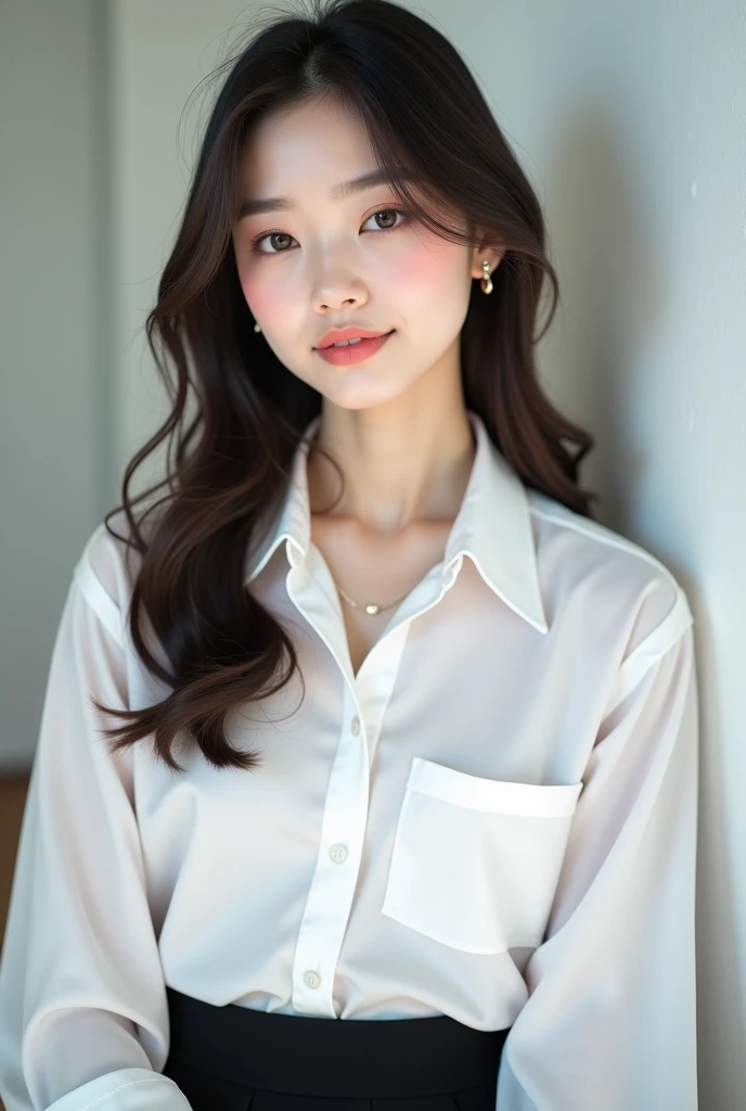 (High school girl in a suite:1.4, , Cute Face:1.5, Triangular face, Sitting on a luxurious bed), View your viewers, ((Embarrassing:1.3, smile:1.1)), shy smile, Open your mouth, Silky skin, Natural Makeup, Glossy Lips, Group shot, (Sexually suggestive:0.7), (Same school uniform:1.5, open-necked white shirt, See through , Place your hands on your chest:1.24), (naked :0.2), (Three Girls:1, Perfect Style, whole body), ((Slender body)), (Pleated Check Skirt, Showing panties), (RAW Photos:1.4),(( Legs wide open, ribbon, pantyhose:1.2)), (Gentle light, 16k wallpaper, RAW Photos, Idol), Become familiar, (Large windows with sea views, Expensive furniture:1.3, Sheets laid on the floor:1.4, Flowers in a planter) 