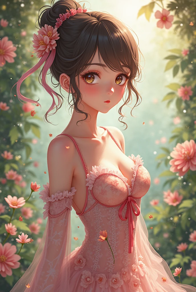 sitting, wariza, from above, spring clothes, light green floral print dress, pumps, Lots of colorful tulips, flower fields, warm atmosphere, rays of light from trees, backlit, profile
upper body, twinkle smile, 1girl, solo, 16years old, detailed beautiful face and eyes, brown eyes, (flat breasts:1.3), (very short hair:1.2), (bangs:1.2), (brown pink hair:1.2), hair fluttering, (well-proportioned body:1.2), (dynamic angle:1.3)
(masterpiece:1.2) , (best quality:1.2) , (ultra-detailed:1.2), more prism, vibrant color, ,hair over eyes, hair over one eye,a close up of image of girl with glasses and gold hair and long neck, 1girl, solo, long hair, tinted eyewear, round eyewear, sunglasses, jewelry, hair, bangs,Niji XL