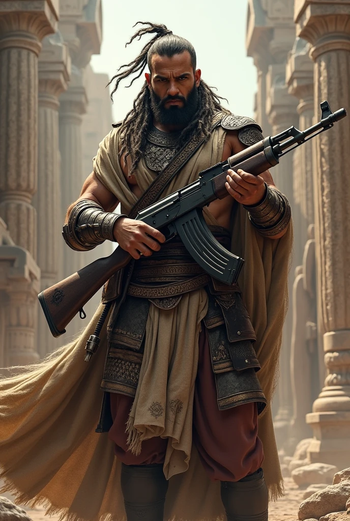 Egyptian painting of man holding glock