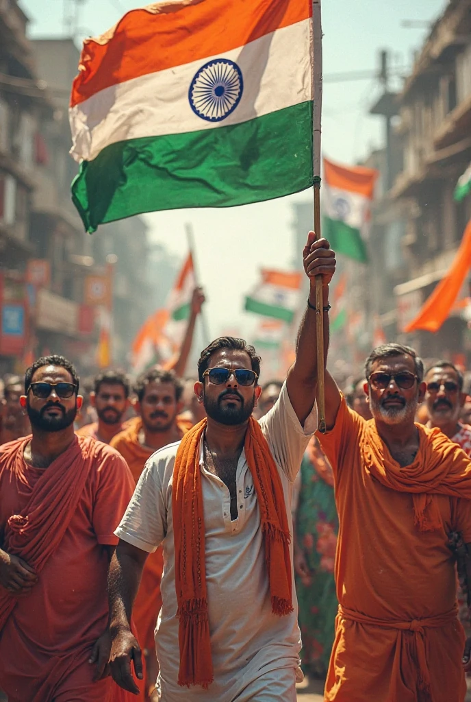 A teenage boys enjoying indian independence day in abroad countries in morning. Make a background of atmosphere of western countries