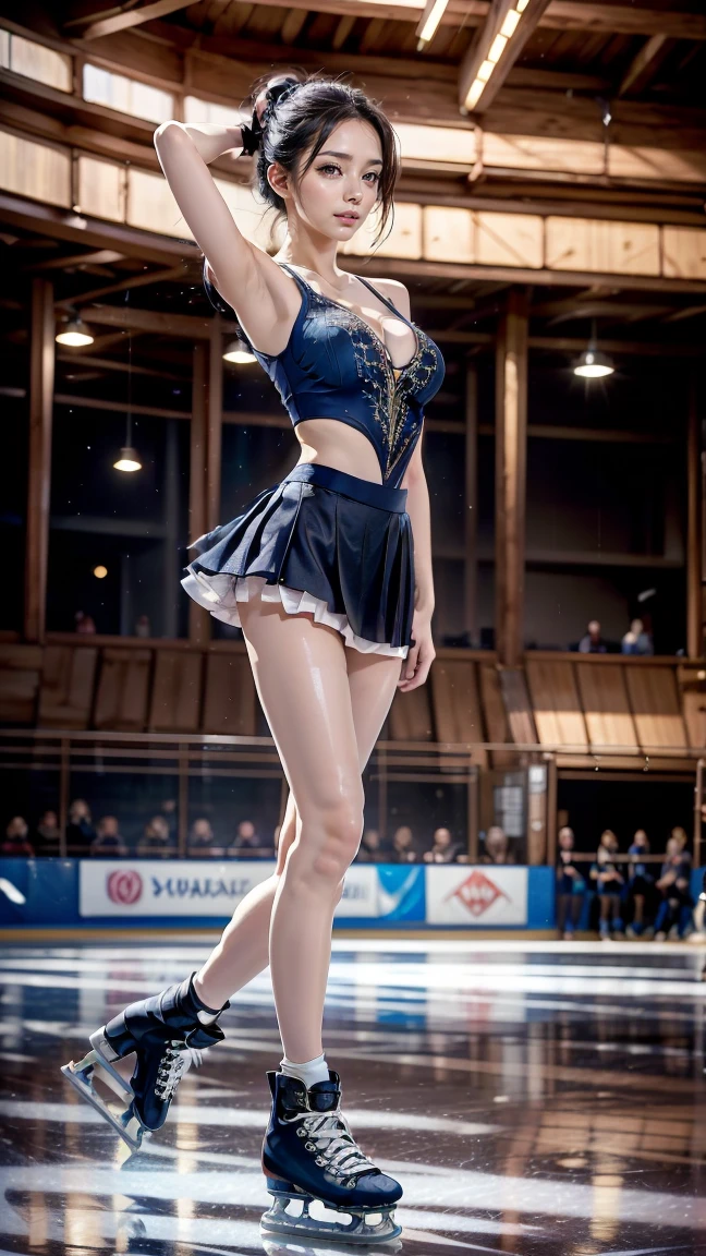 <lora:RealPantyhose:1.0>, <lora:Skating-v1.0:0.6>, masterpiece, (dinamic pose:1.1), cinematic lighting, woman, (warm smile:1.1), hair ornament, makeup, (tan color RealPantyhose:1.0), (ice skating:1.2), ((ice rink interior:1.4)), looking at viewer, depth of field,(photorealistic:1.2),(raw photo:1.2), (best quality:1.2), (detailed face :1.4) (high detailed skin:1.2), 8k uhd, dslr, soft lighting, film grain, Fujifilm XT3