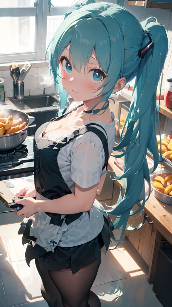 Hot hatsune miku, wedding dress, cooking