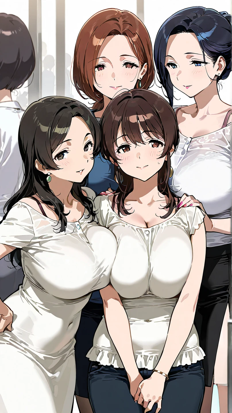 (masterpiece),(ultra-detailed), (high quality), (high resolution), (best quality:1.5, highres, UHD), highres, absurdo, ultra detail, ultra quality, Ultra resolution, 16k, ((2heads:1.5)), 1girl, black hair), white tank top, casual wear, city background, smiling, shopping mall, age girl, vibrant lighting, brown pants, blushing, anime girl with two heads, red eyes, blue eyes