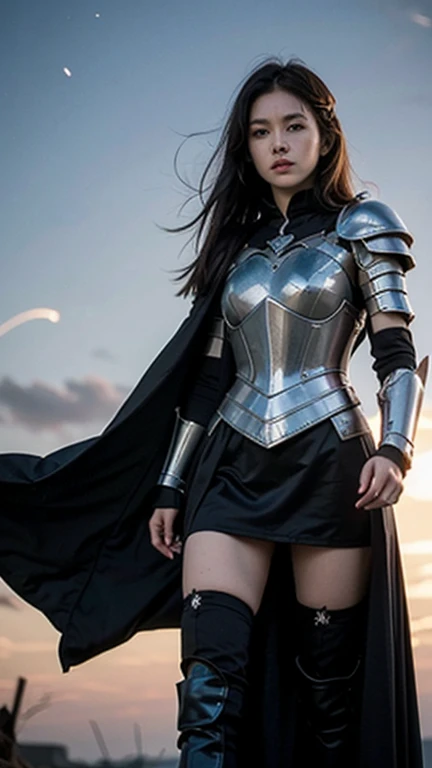 masterpiece, The best quality, Ultra-high resolution, High detail photo, Unity 8K Wallpaper, Extremely detailed CG:1.2), depth of field, bokeh, (RAW photo:1.realistic photography:1.4), (1girl:1.5), young, physically based representation, beautiful, (Finely detailed face:1.4, detailed clothing), (detailed:1.4) named (Eimi Fukada:1.1) BREAK Cara hermosa, depth of field, Add layer, hyperrealistic, 27 years old, perfect body model, perfect breasts, 175cm tall, pose sexy, full body, Whole body, Model Body Type, BREAK (extreme skin details:1.1), skin details, (metal Valkyrie costume:1.3), (cape:1.3), double eyelid BREAK smile, seductive pose, standing, standing outside, medieval house, outdoor, medieval style, (castle:1.3), (close up:0.3), feathers, floating feathers, french braidsNikon Z7 II camera, Fuji Velvia 50 film, 50mm lens, high saturation, (focus on the ass:1.5)