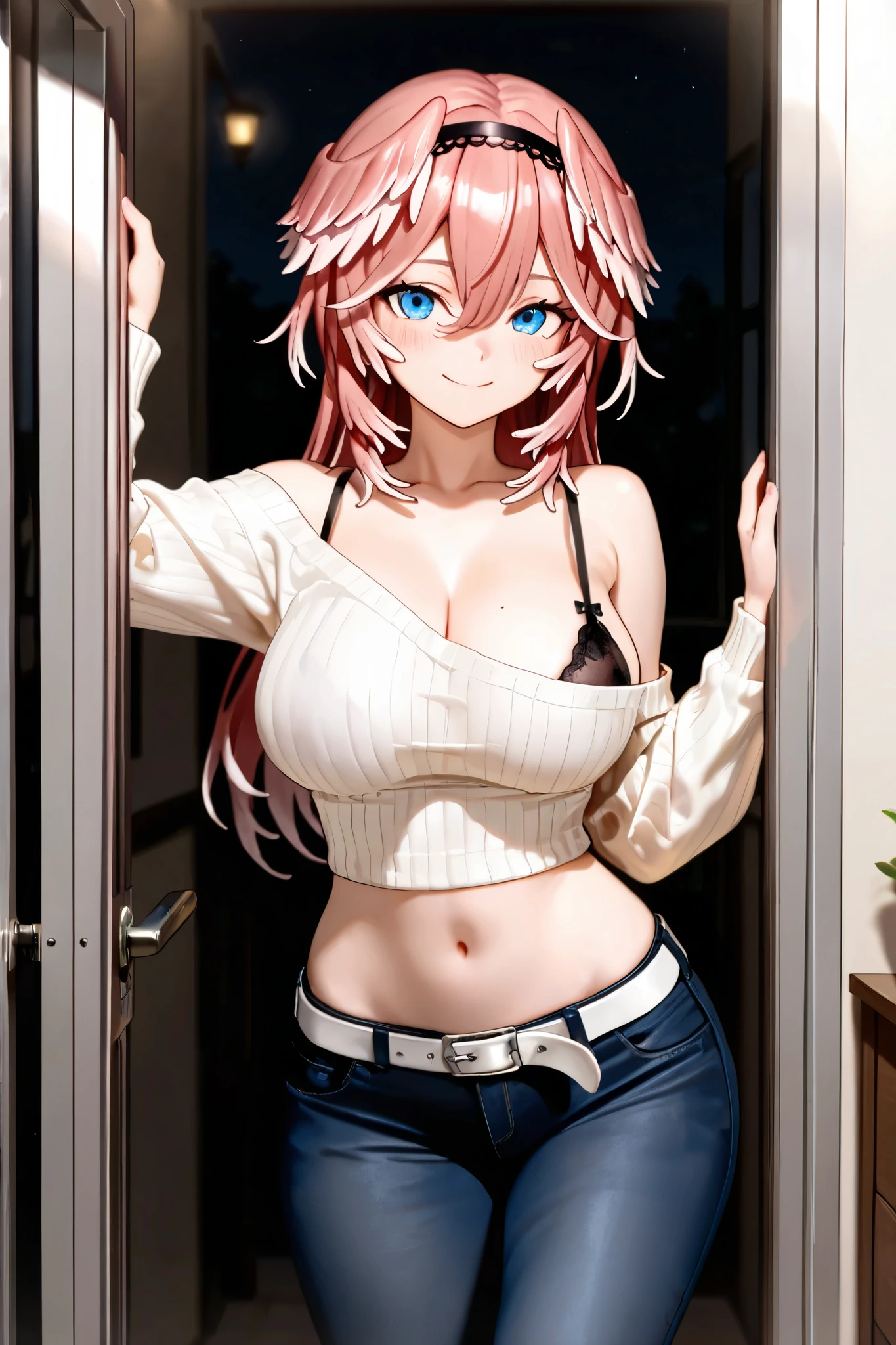 (in 8k resolution), (Long bright red hair, Sexually aroused yellow eyes, Solid pink tank top, Short yellow hot pants, Sexually aroused smile, large full breasts, Abdominal exposure, s whole body, sexy belly, barefeet, Drool), (with long blond hair, Sexually aroused red-eye, Solid white tank tower, Short light_Red Hot Pants, Sexually aroused smile, large full breasts, Abdominal exposure, s whole body, sexy belly, barefeet, Drool), (The two girls are hugging each other around the waist)