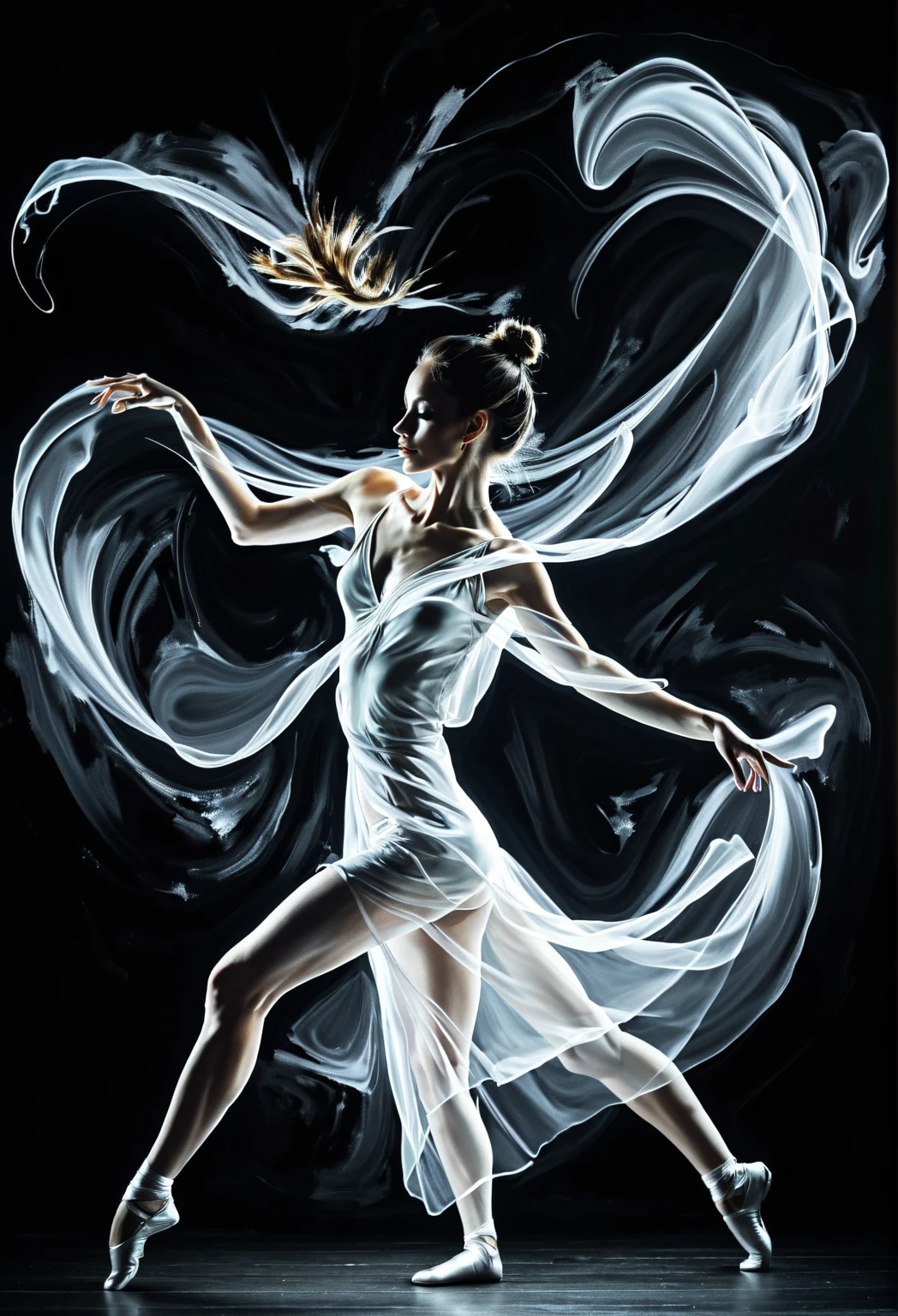 Female dancer, abstract painting, dancing in the dark, glowing - SeaArt AI