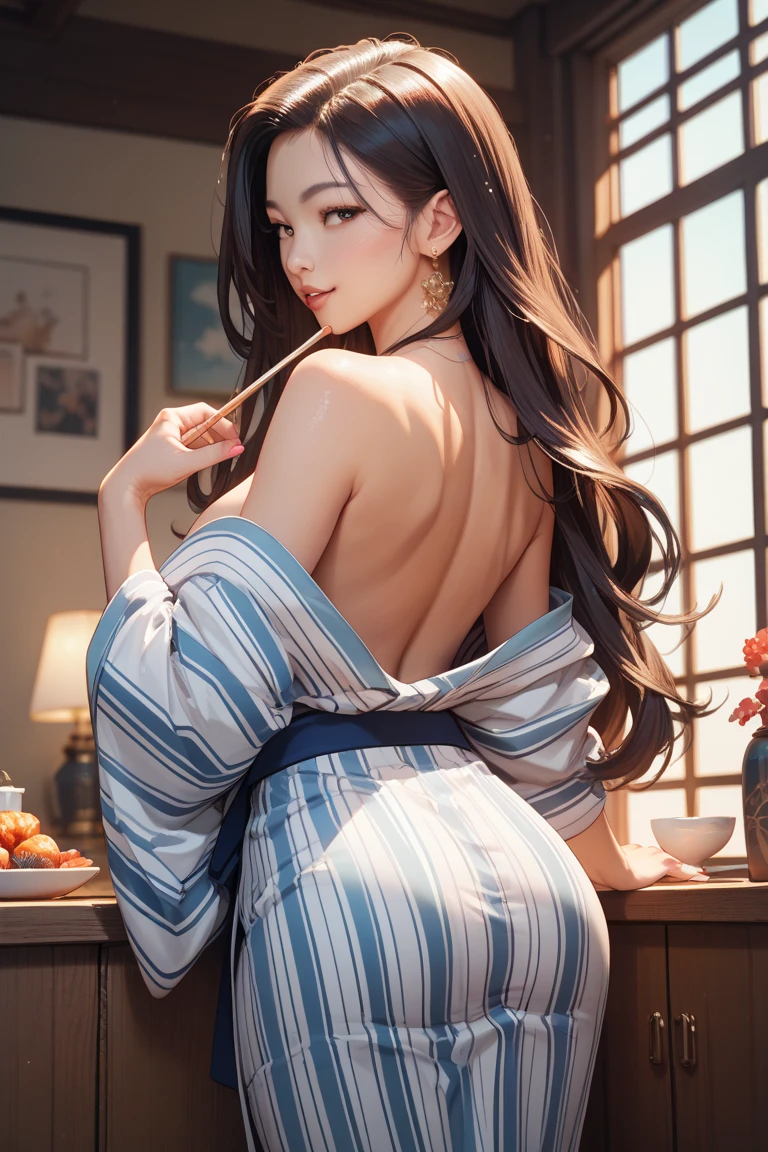 lucy pinder, portrait, hot yukata, back, smiling, sexy