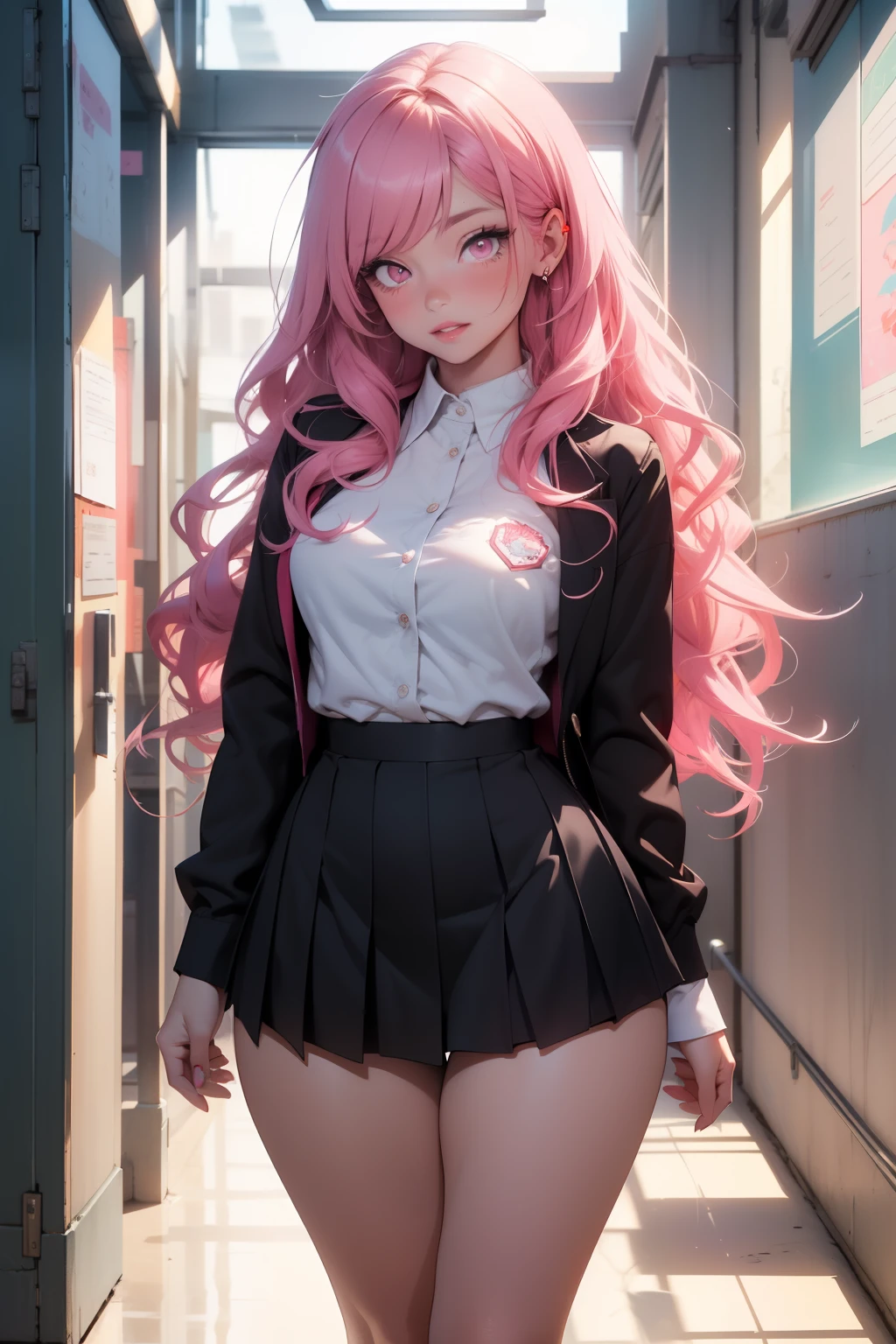 Anime Girls with pink hair and glasses in a , seductive Anime Girls, Beautiful anime school girl, Realistic school girl, a Surreal , Junko Enoshima from Danganronpa, Anime Girls with long hair, Surreal , Anime full body illustration, Smooth anime CG art, (Anime Girls), On pixiv, Anime Best Girl