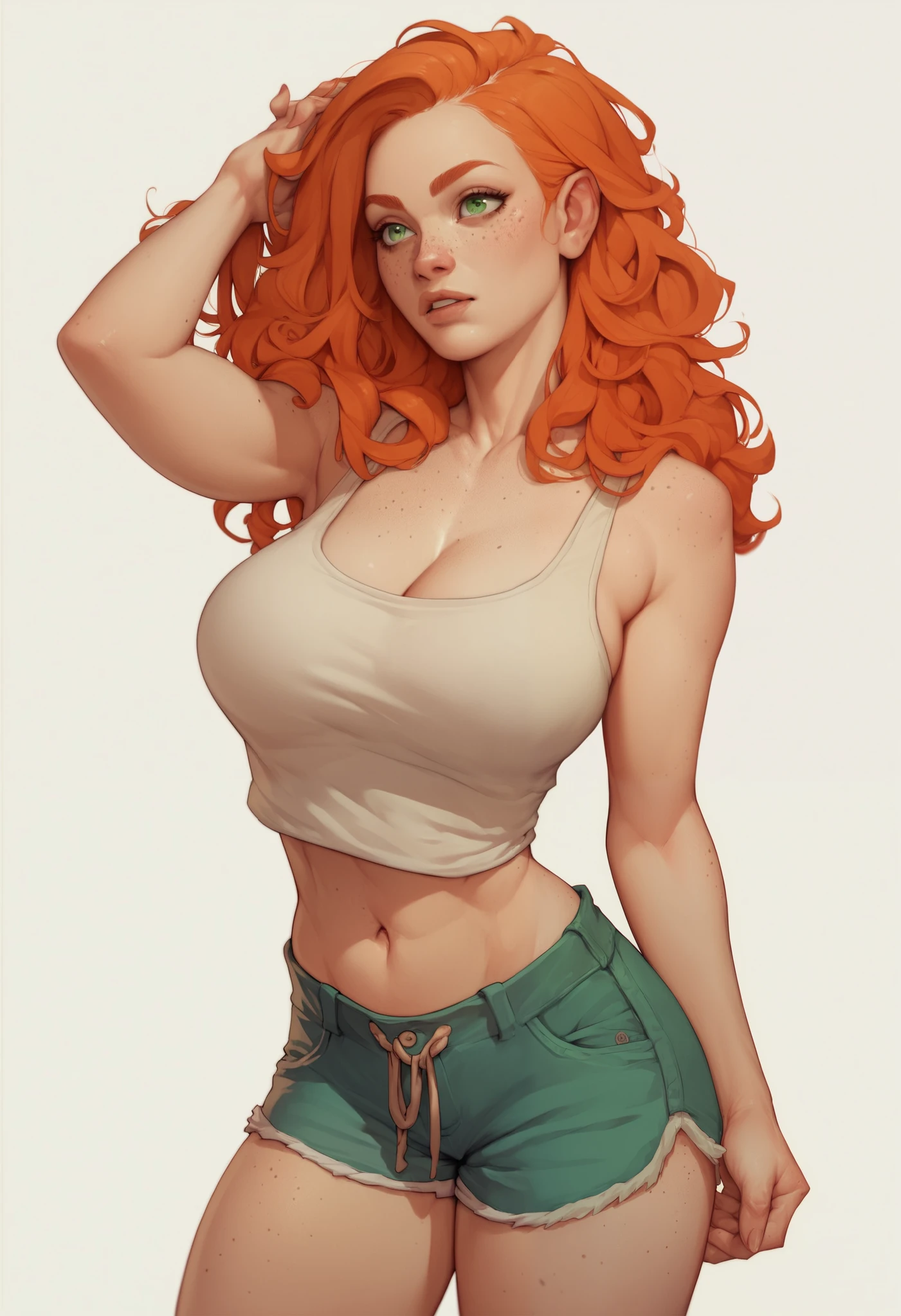 score_9, score_8_up, score_7_up,
 source_anime, one
Women,big breasts , threader earrings,orange straight hair, long hair, green bra,jeans, jacket, lipstick,black eyes