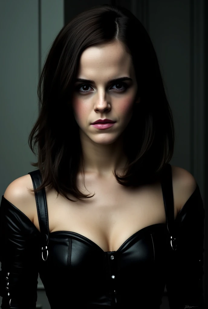 photo of Kristen Stewart, RAW, beautiful woman, ((Gothic portrait)), ((detailed face:1.2)), ((detailed facial feature, blood red lips, small breasts with cleavage, detailed skin, clear skin), (perfect proportioned body), (wearing a black open leather jacket) (high detailed city environment, apartment balcony), (realistic photo, best quality, detailed), (8k wallpaper), (cinematic lighting, dramatic lighting) (sharp focus, intricate), nipples, visible breasts