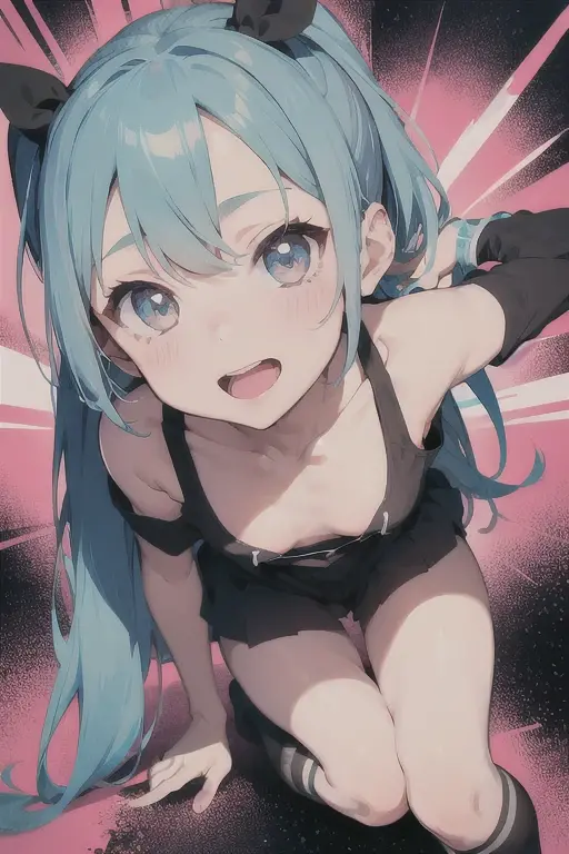 nsfw,MISCHIEVOUS-GIRL,GOOD-LOOKING-FACE,BOYISH-VIBE,Transgender,14-YEARS-OLD,CHIBI,FLAT-CHEST,PONYTAIL-CYAN-HAIR-COLOR,Open-your-eyes,LESBIANS,KISS,full-body,TO-ZOOM-pussy,name-is-SKY,