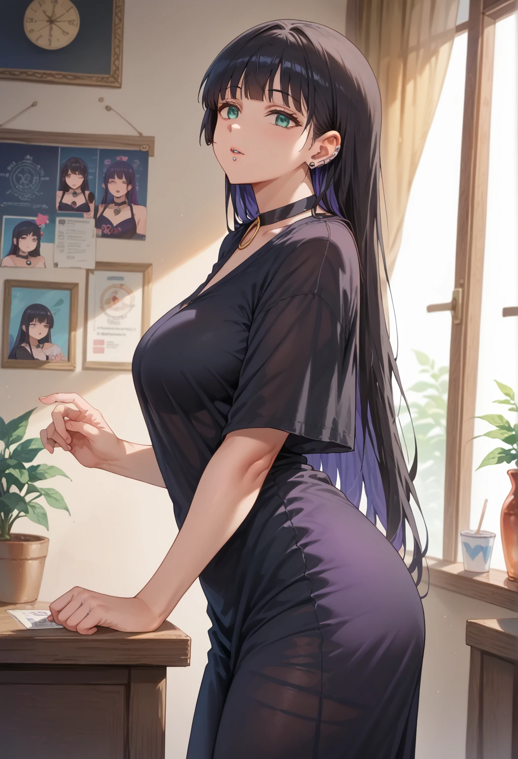 Nico robin, office, sexy transparent dress, pantyhouse