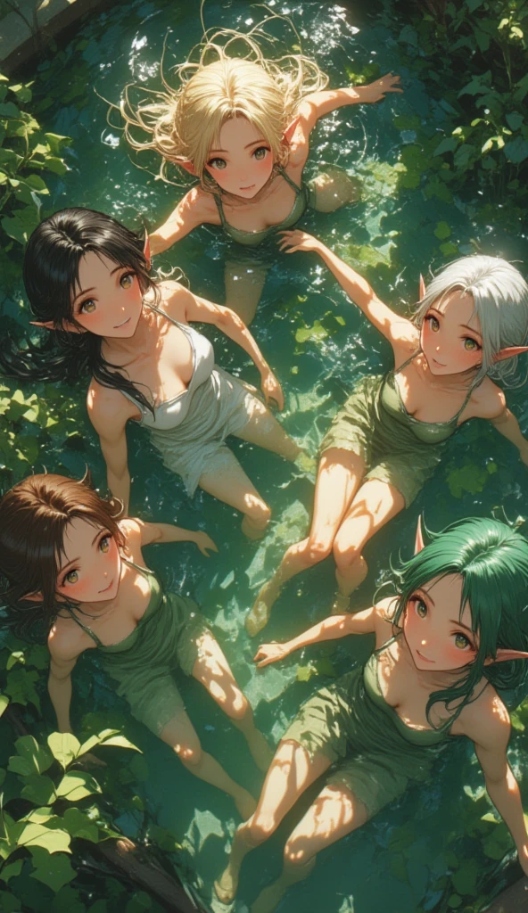 3 girls Elf girl , Lioness eyes girl, African girl , bikini 