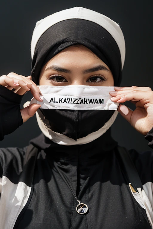 arafed woman wearing a black scarf and a silver mascarilla, hiyab, inspirado por Naza, inspirado por Sarper Baran, no face mascarilla, wearing mascarilla, inspirado en Shaddy Safadi, rayyan, inspirado en Fathi Hassan, cara cubierta, Meca, , mascarilla, full mascarilla, facemascarilla, anime style