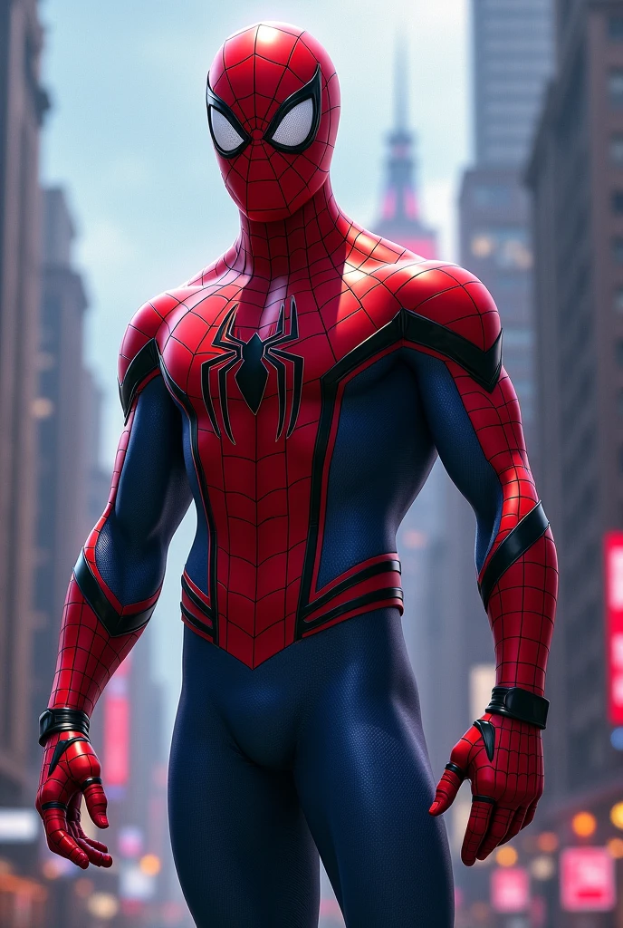 A Mexican spiderman, standing from the side for a building