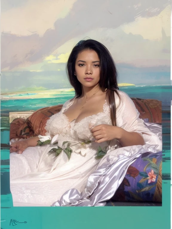 Woman with big tits and small waist sticking out her lungua seductively naked
