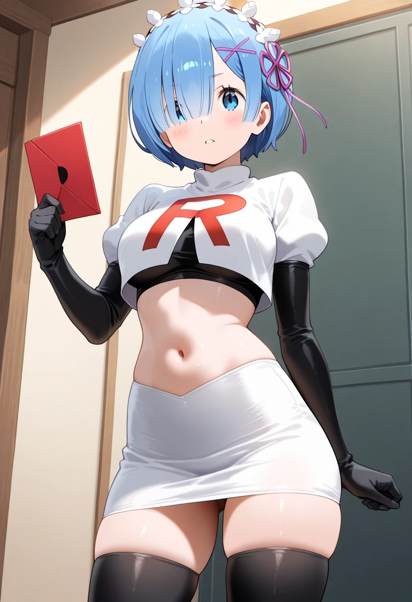 (day:1.7), sky background,a blue sky and clouds,
Green_short_hair,Blue_eyes,
1 girl, 20yo,mature female,Beautiful Finger,Beautiful long legs,Beautiful body,Beautiful Nose,Beautiful character design, perfect eyes, perfect face,
looking at viewer, (innocent_big_eyes:1.0),(expressionless:1.3), team rocket,team rocket uniform,white skirt,red letter R,crop top,black thigh-highs,black elbow gloves
NSFW,official art,extremely detailed CG unity 8k wallpaper, perfect lighting,Colorful, Bright_Front_face_Lighting,
(masterpiece:1.0),(best_quality:1.0), ultra high res,4K,ultra-detailed,
photography, 8K, HDR, highres, absurdres:1.2, Kodak portra 400, film grain, blurry background, bokeh:1.2, lens flare, (vibrant_color:1.2)
(Beautiful,large_Breasts:1.4), (beautiful_face:1.5),(narrow_waist),