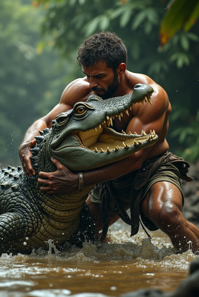 There was a man in a red skirt standing holding a spear on a crocodile in the water....., National Geographic Photography, Extreme sports photography, Half Shark, half crocodile, Half a person....., National Geographic Photography, Stunning action photography, Kent Monkman, By Basuki Abdullah, Crocodile Loki, Action Photography, Maxim Sukarev, Inspired by Martin Schoeller, National Geographic Indonesia, crocodile. shaman.