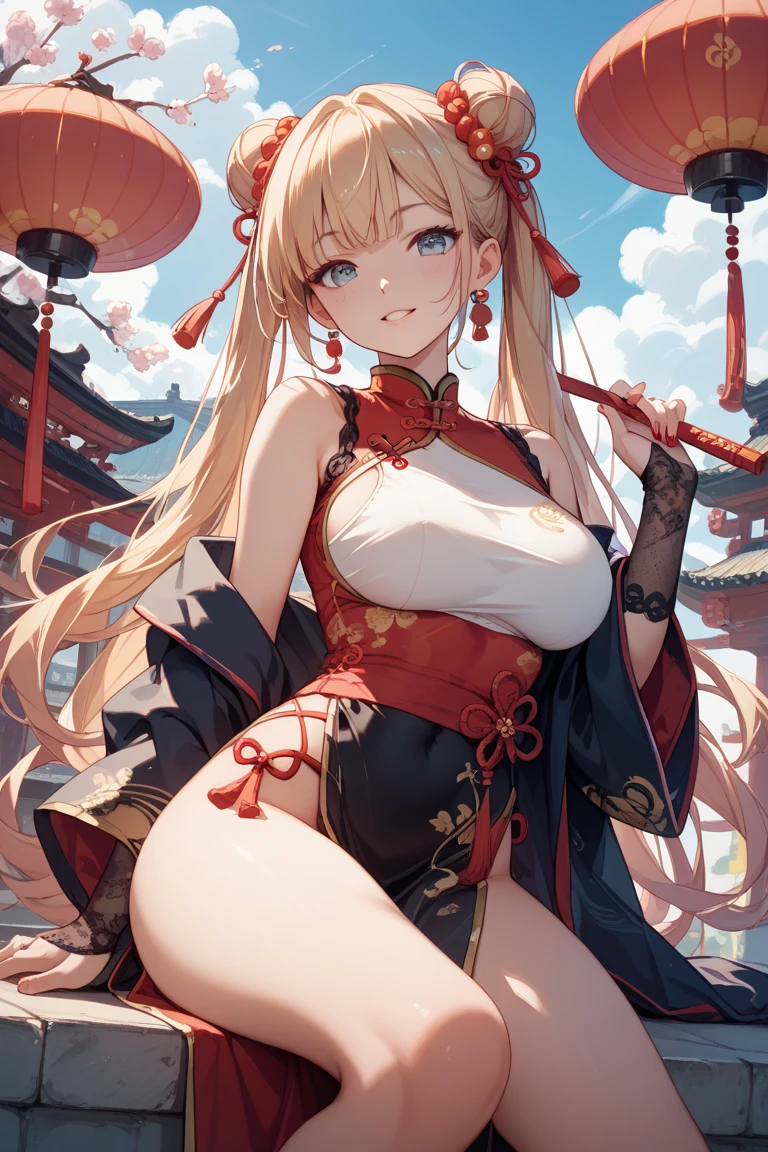 a beauty girl，Mature face，a matural female，Fluffy tail hair，Ultra-loose underwear，clothes slipping off，Anterior convex and posterior，Straight chest，Ruddy complexion，Huge fox tail，nabel，(huge tit)，adventurer，tit，areola of breast，pantiess，Stockings，Human Services Group，(Chinese tradition)，(Pubic bone)