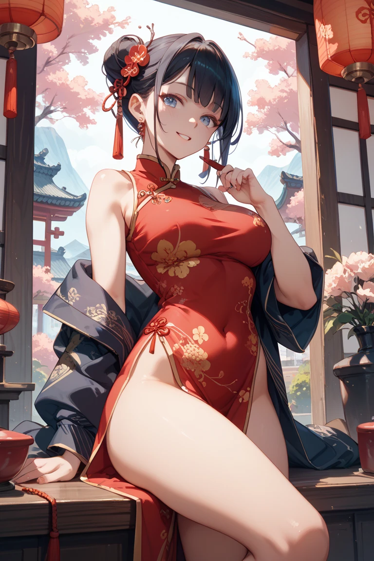1 woman, ((detailed eyes:1.2)), wearing transparent miko outfit, nsfw, sexy, sensual, sleeveless, sideboob, masterpiece, top quality, best quality, official art, beautiful and aesthetic:1.2), extreme detailed, colorful, highest detailed