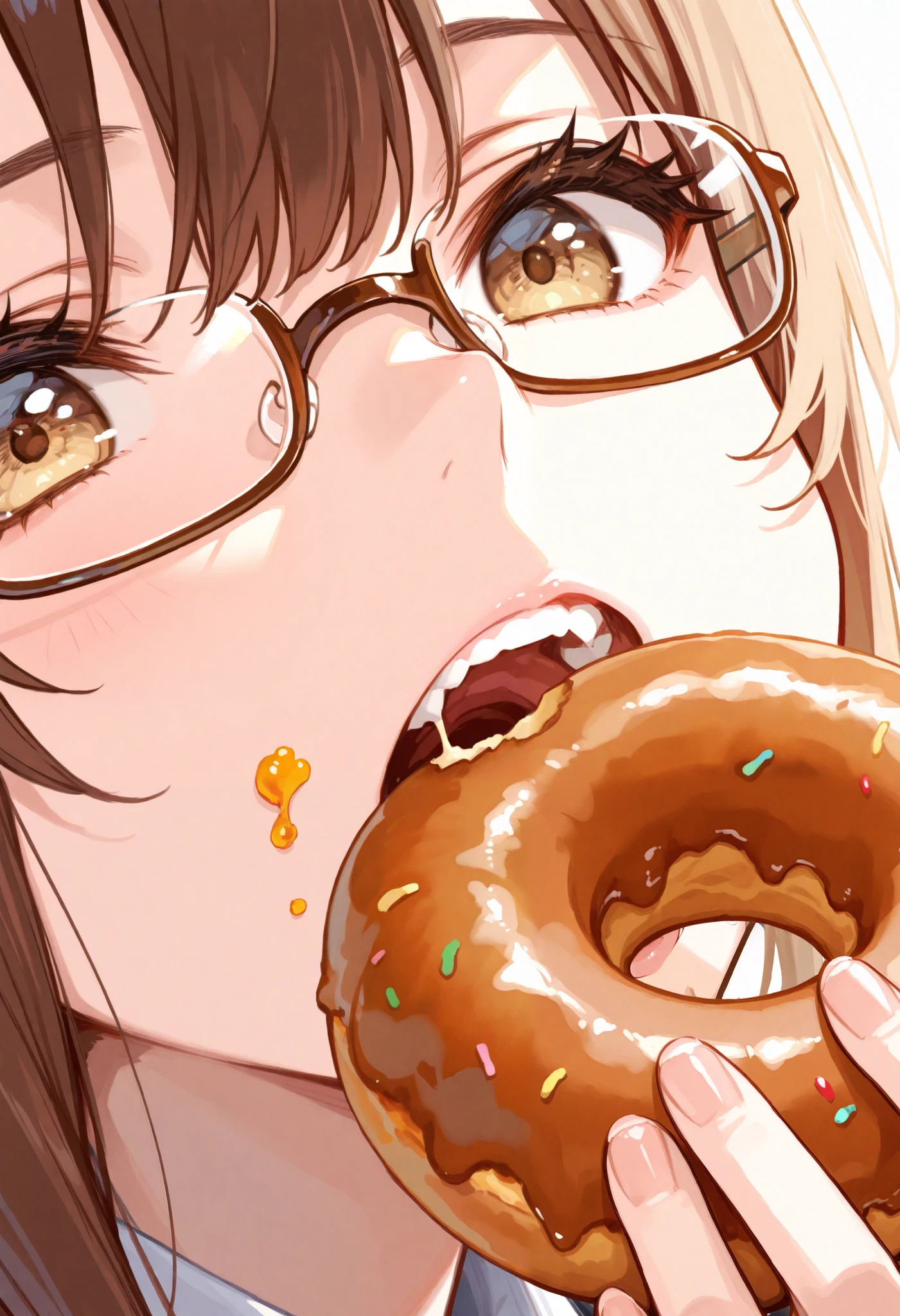 Erotic、Bedroom、Completely naked、Woman giving a blowjob、fat、Glasses、Embarrassing、Sweat、Sucking dick　ejaculation　Semen bukkake on the face　Side view　Inserting the penis into the throat