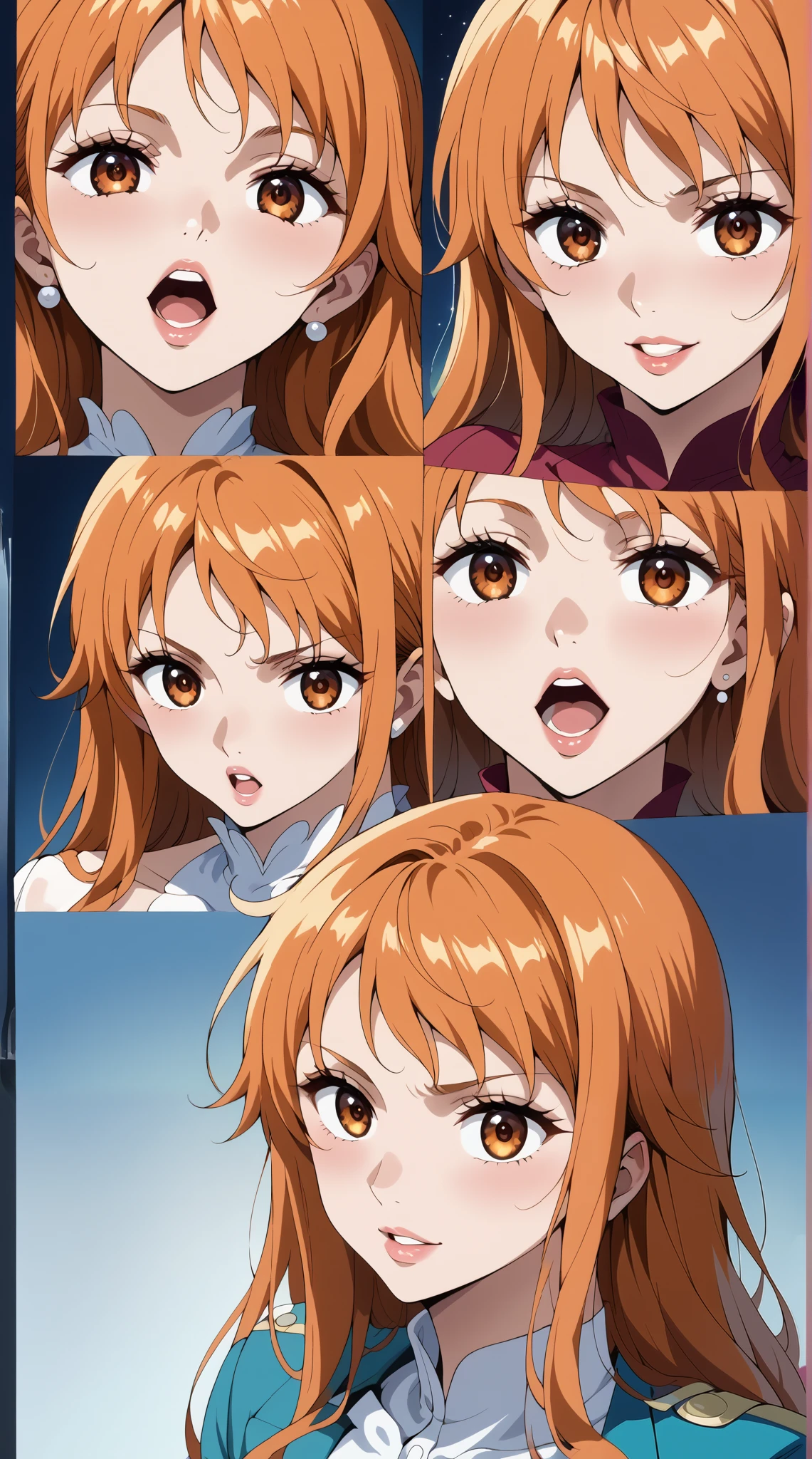 score_9, score_8_up, score_7_up, source_anime, 4K,perfect fingers,(perfect hands, perfect anatomy),prefect lighting, very aesthetic, intricate details,highly detailed background, masterpiece, high quality, best quality,
1girl,solo,onepiecenami, nami, long hair, orange hair, brown eyes, large breasts,,
wearing ((transparent tulle wedding dress with long sleeve, )),,
looking at viewer, ultra-detailed eyes, open mouth, parted lips, teeth, lips, mildly annoyed face, tilted head, singing, vocalist, girl band, on stage,