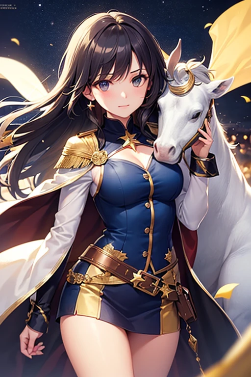 Horse Girl、Transcend、Smiling with arms behind head、evening、super high quality、Highest quality、Masterpiece、Accurately depict the body structure、High angle