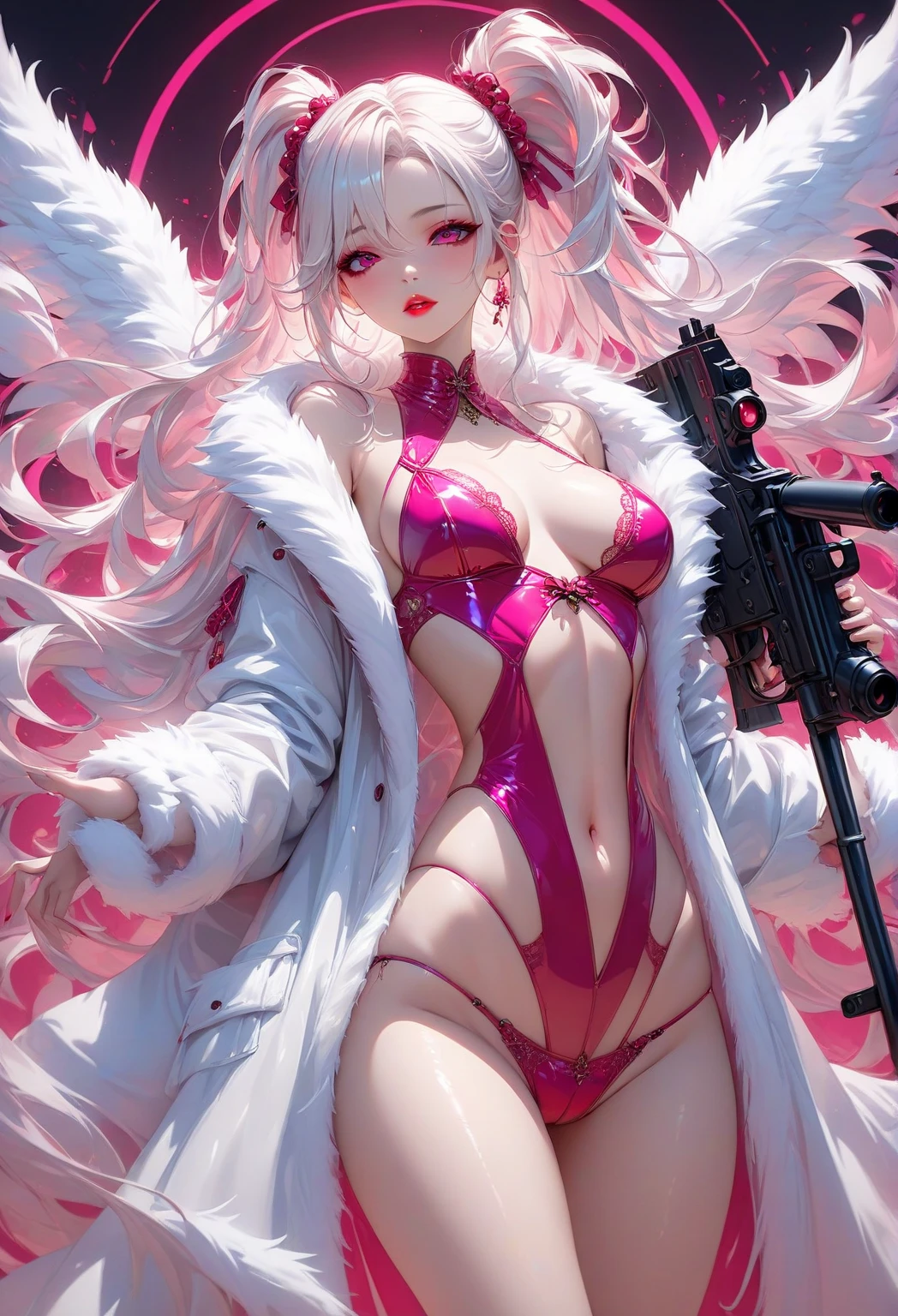 ((Best quality)), ((masterpiece)), (detailed:1.4), 3D, an image of a beautiful cyberpunk female,HDR (High Dynamic Range),Ray Tracing,NVIDIA RTX,Super-Resolution,Unreal 5,Subsurface scattering,PBR Texturing,Post-processing,Anisotropic Filtering,Depth-of-field,Maximum clarity and sharpness,Multi-layered textures,Albeo and Specular maps,Surface shading,Accurate simulation of light-material interaction,Perfect proportions,Octane Render,Two-tone lighting,Wide aperture,Low ISO,White balance,Rule of thirds,8K RAW,wet panties,Take the floral panties,white panties,can saw a trace on my underwear vagina,Pink floral panties, panties is very wet,The panties are so sheer you can see the pussy,(idle),Spread legs,tattoo between legs,((The pussy is shiny)),Both hands were tied,mons pubis,The labia majora are very large,underwear was soaked with water.