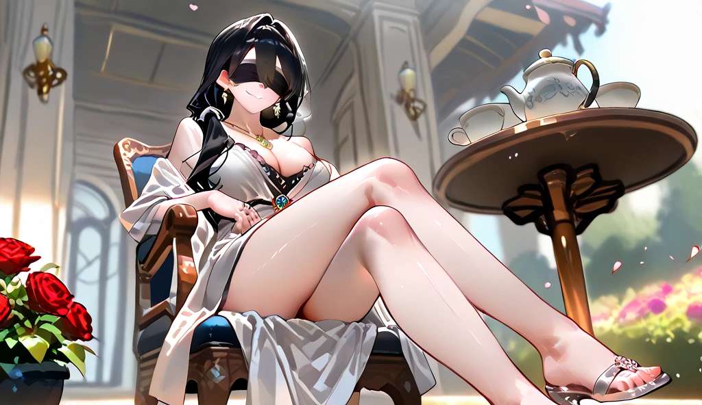 (masterpiece, best quality: 1.2), traditional Chinese ink painting, A cute 18 year old prostitute with big breasts, sexy white lace , Oversized dress :1.5, Couch, Ultra-detailed face, Detailed eyes, Double eyelid, sfw , evil smile ,emphasizing slender abs :1.3
