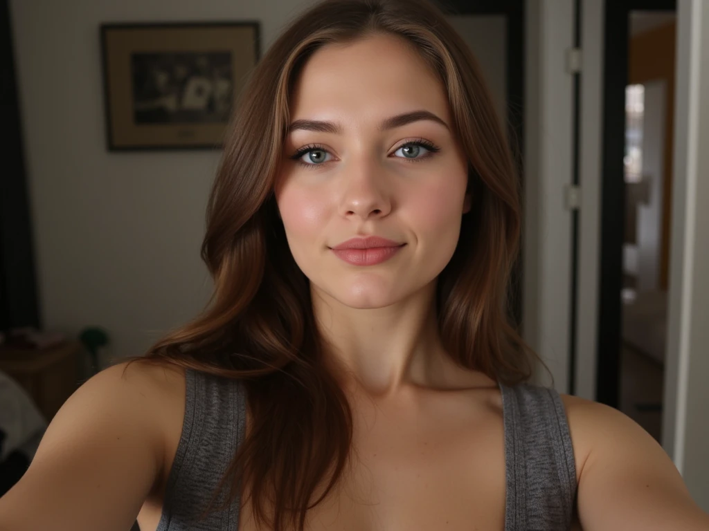 Woman with brown hair with cat ears naked with cum on her face