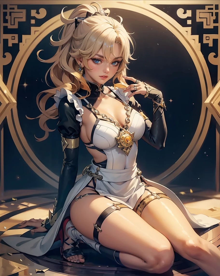 ((highest quality)),(ultra high resolution),(Super detailed),(detailed description),((best CG)),(best work of art),super precision art,great drawing art,(Art with precise details:1.5), (1 woman:1.5),colorful corset dress:1.6,beautiful and well-shaped face:1.5,natural makeup:1.5,detailed jewelry:1.4,thin waist:1.3,Beautiful leg lines:1.4,high heels:1.4,