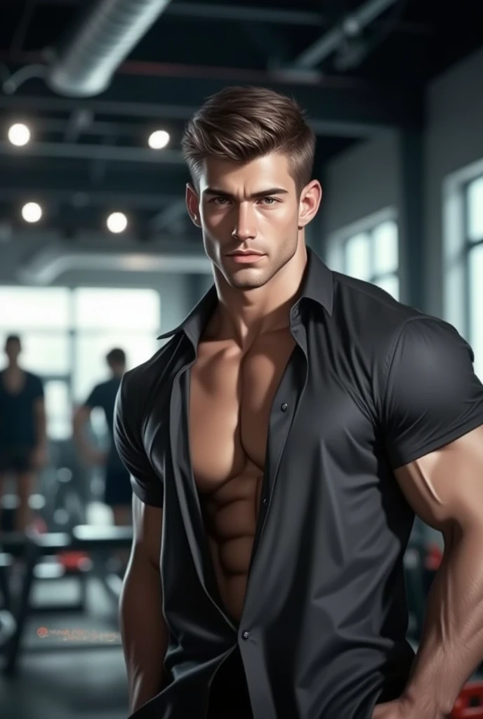 Tall muscular man in underwear wet by raindrops with rain falling in the background with exaggerated expressions half naked