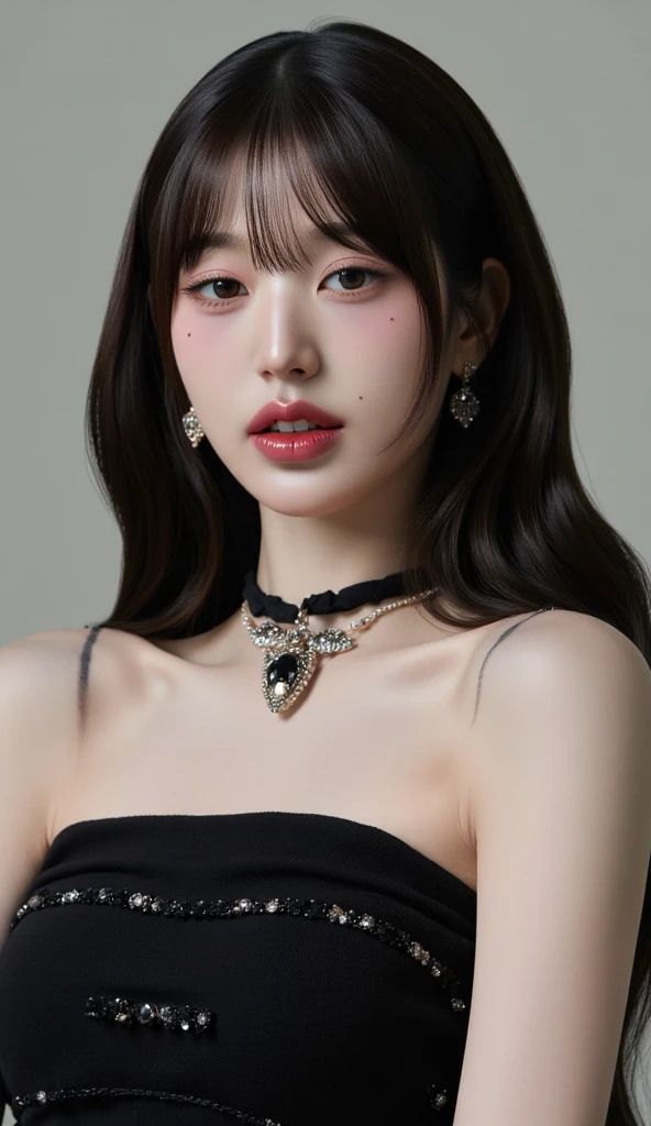 a close up of a woman with a very big breast, blackpink jennie, jossi of blackpink, portrait of jossi of blackpink, beautiful south korean woman, lalisa manobal, portrait of kpop idol, sun yunjoo, lalisa manoban of blackpink, gongbi, roseanne park of blackpink, korean idol, gorgeous young korean woman