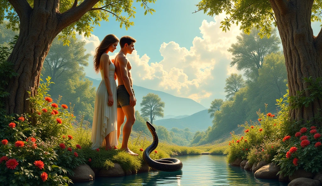 Lucy Pinder, swimming in a pond, completely naked, feminine, beautiful, slender, distressed , hiding her nudity, breasts visible, day light, other naked women in background, A dressed handsome prince watching from the shore, rear view, full body, graceful, realistic, light effects, by Boris Vallejo, Frank frazetta, Louis royo