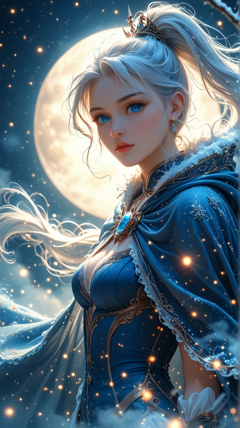 A beautiful princess, elegant, detailed, cute, (Rubensian), (Romanesque Background), (Night Sky), elegant detailed dress, (art：dgtlv2、Henry Asensio、Jean Chin、Josephine Wall、Edwin Deakin), (masterpiece), (Excellent anatomy),