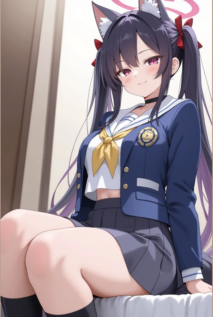Grinning face,show off,High school girl anime girl.Black Uniform.Light purple bun twin tails,Urinating, Urinating, Urinating, dripping pussy juice,Urinating, Urinating, Urinating, dripping pussy juice,Urinating, Urinating, Urinating, dripping pussy juice,Crowd school classroom,No pants,Character portrait,Place your hands on your hips,belly button