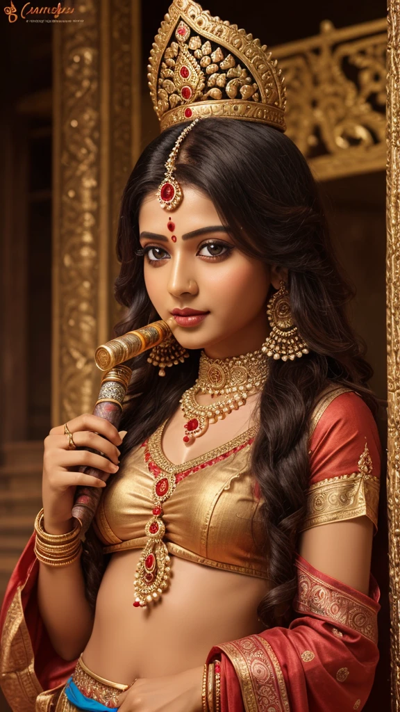 Rhea Chakraborty as a beautiful young maiden, at a indian festival, night time, 8K, light on model, happening environment, staring in the camera, breasts big, long hair tied in a bun, wearing strapless bra, wearing heavy makeup, long eye lashes, bindi, long earrings, necklase, arm bands, wristbands, nose ring and waist chain, mascara on the eyes, wetclothes, worried look, instagramart, pinterest