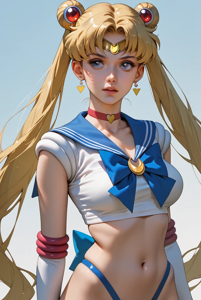 sailor moon at beach wear sailor bikini, blonde hair, large breast, show cleaveage, (forehead ornament), masterpiece, best quality:1.2),(8k,highres,RAW photo,realistic,photo-realistic:1.3),(detailed skin texture,detailed cloth texture,beautiful detailed face:1.25),professional lighting,photon mapping,beautiful soft light,radiosity,physically-based rendering,model shoot style, model shoot style, (extremely detailed CG unity 8k wallpaper), full shot body photo of the most beautiful artwork in the world, complex 3d render ultra detailed, looking at viewer, 18 yo, real human skin, vibrant details, hyperrealistic, beautiful, octane render, an extremely delicate and beautiful, extremely detailed ,CG ,unity ,wallpaper,Amazing, finely detail,official art,extreme detailed eyes, (perfect face), shiny skin, colorful, highest detailed, vibrant colors, ultra high res, (high contrast), intricate, lens flare, hard nipple
