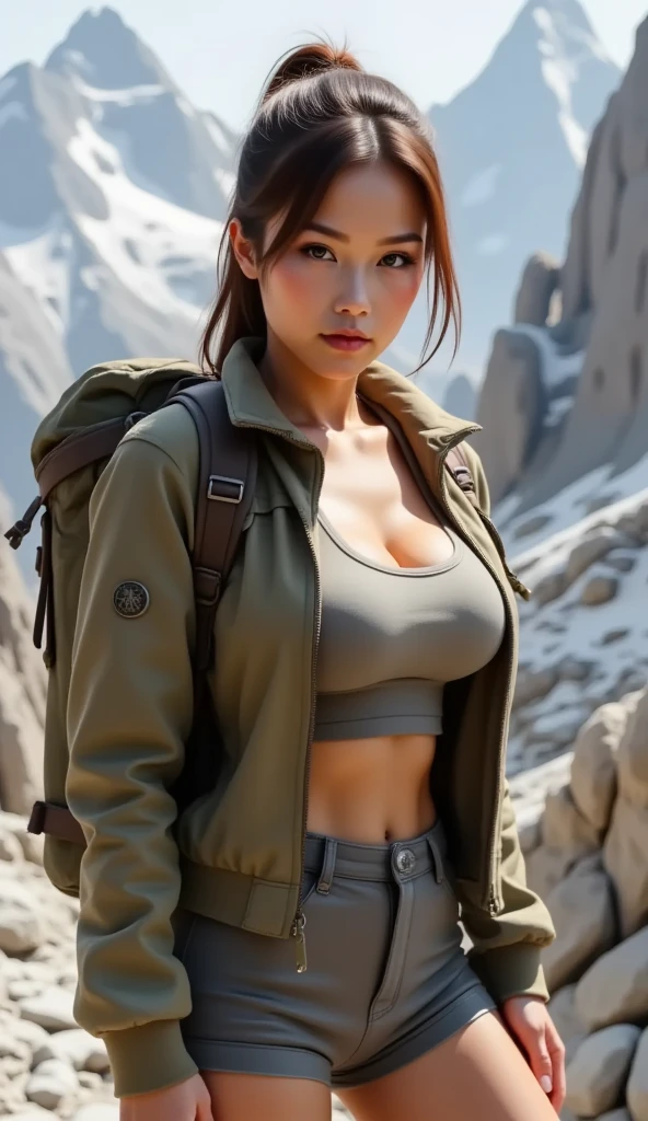 8K,((masterpiece)), ((best quality)), (ultra-detailed), High detail, professional photograph, highest quality, floating hair, beautiful detailed, (((realistic))), hyper realistic character,natural lighting ,beautiful detailed eyes,1girl, solo,blunt bangs, realistic, Highly detailed CG Unity 8k wallpaper, top quality, super detailed, masterpiece, realistic, photorealistic, highly detailed cute girl, (18 years old),
BREAK(tactical clothes, military clothes),(outdoors, jungle) blush, round eyes, big tits, viewer,
, short hair