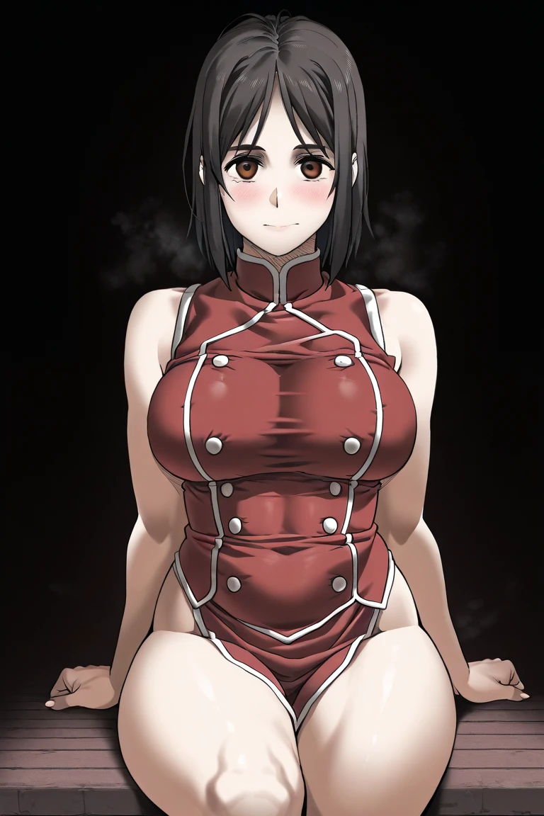 8K,master piece,anime,Highly Detailed face,Perfect Anatomy,Suguha Kirigaya,1female,(crossed eyes),(rolling eyes),(crying),(orgasm),red micro bikini,covered nipples,choker,micro top hat,(black thighhigh stockings),((groin)),short hair,leanbody