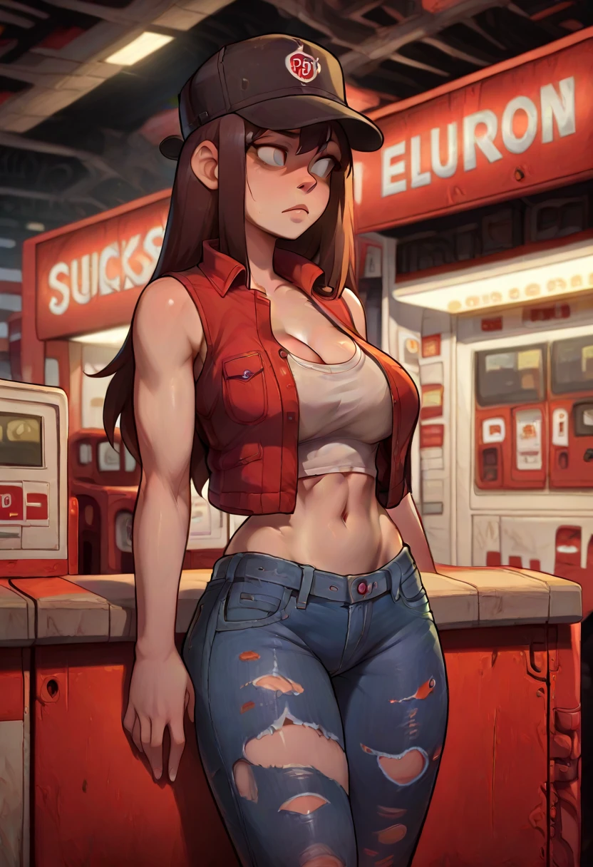 ((sexy girl ,young)), glamorous, slender, hilda, street hooker clothes, moistened eyes,blush, prostitute, slutty, (makeup), eyeshadow, thong, tattoo, piercings, tattoo on breast, (tattoo on tits), tattoo on thigh, neon lights, outdoors, neon lights, spiderweb tattoo, derogatory bodywriting, hotpants, graffitti on walls, brothel, smoking cigarette,