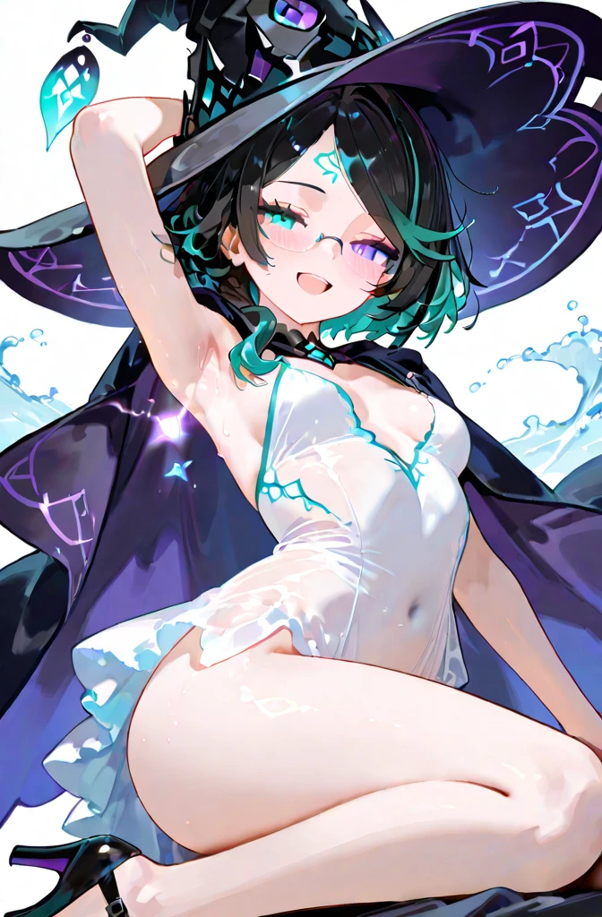 Tatsumaki junto a shogun Raiden en las aguas termales desnudas