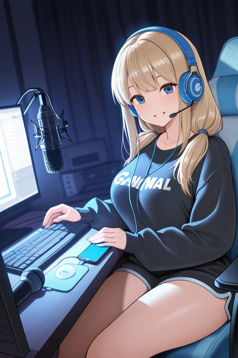 1girl, by 40hara, best quality, masterpiece, cat ears, cat tail, cat girl, kinako \(40hara\), brown hair, aqua eyes, oversized clothes, collar, drawing tablet, holding stylus, keyboard (computer), shirt, short sleeves, sitting, stylus, white shirt